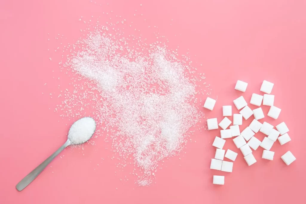 simple sugars in pink background